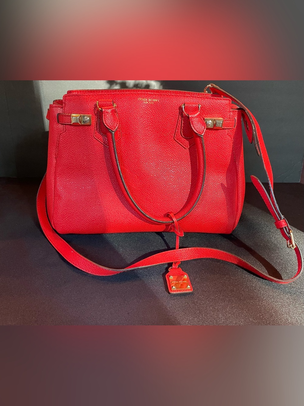 Henri Bendel Carlyle Satchel in Red.